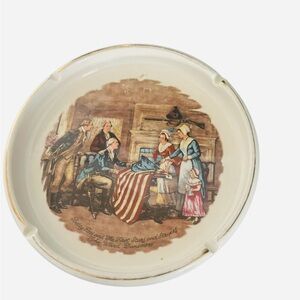 Vintage Betsy Ross first Stars Stripes John Ward Dunsmore ashtray MCM 7”